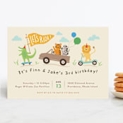"Let's ride" - Children's Birthday Party Invitations in Crepe by Jennifer Wick - Front