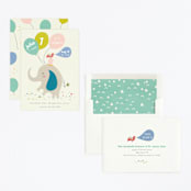 "Happy Elephant" - Children's Birthday Party Invitations in Pebble by Vera Lim - Assembled