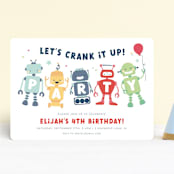 "robots" - Children's Birthday Party Invitations in Confetti by peetie design - Front