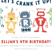"robots" - Children's Birthday Party Invitations in Confetti by peetie design - Detail