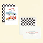 "Two Fast" - Children's Birthday Party Invitations in Racing Red by Jessie Steury - Assembled