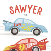 "Two Fast" - Children's Birthday Party Invitations in Racing Red by Jessie Steury - Detail