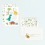 "Dino Zone" - Children's Birthday Party Invitations in Marshmallow by Everett Paper Goods - Assembled