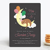 "Slumber Sloth" - Children's Birthday Party Invitations in Midnight by Erica Krystek - Front