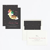 "Slumber Sloth" - Children's Birthday Party Invitations in Midnight by Erica Krystek - Assembled