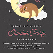 "Slumber Sloth" - Children's Birthday Party Invitations in Midnight by Erica Krystek - Detail