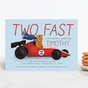 "Monaco" - Children's Birthday Party Invitations in Cherry by Jenna Holcomb - Front
