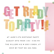 "Get Ready to Party" - Children's Birthday Party Invitations in Sprinkles by Stephanie Hawkes - Detail