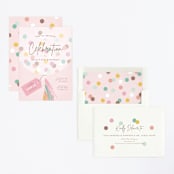 "Confetti Balloon" - Children's Birthday Party Invitations in Peony by Michelle Taylor - Assembled
