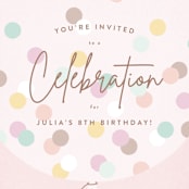 "Confetti Balloon" - Children's Birthday Party Invitations in Peony by Michelle Taylor - Detail