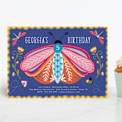 "Buggy" - Children's Birthday Party Invitations in Peony by Erin Deegan - Front