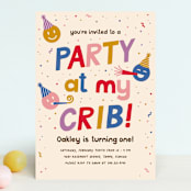 "my crib" - Children's Birthday Party Invitations in Rainbow by Jennifer Lew - Front