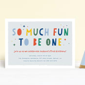 "One is So Fun" - Children's Birthday Party Invitations in Dino by Ashlee Townsend - Front