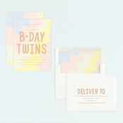 "Bday Twins" - Children's Birthday Party Invitations in Creamsicle by Baumbirdy - Assembled