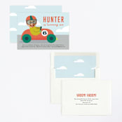 "Race" - Children's Birthday Party Invitations in Carrot by Lori Wemple - Assembled