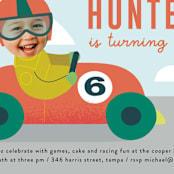 "Race" - Children's Birthday Party Invitations in Carrot by Lori Wemple - Detail
