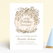 "Little Pumpkin" - Children's Birthday Party Invitations in Peach by Paper Sun Studio - Front
