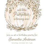 "Little Pumpkin" - Children's Birthday Party Invitations in Peach by Paper Sun Studio - Detail