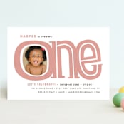 "BIG ONE" - Children's Birthday Party Invitations in Dusty Rose by Snow and Ivy - Front