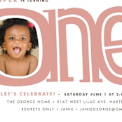 "BIG ONE" - Children's Birthday Party Invitations in Dusty Rose by Snow and Ivy - Detail