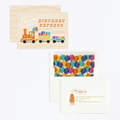 "The Birthday Express" - Children's Birthday Party Invitations in Sunset by Shiny Penny Studio - Assembled
