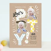 "Let's Party Pictures" - Children's Birthday Party Invitations in Kraft by Alethea and Ruth - Front