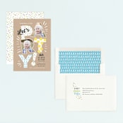 "Let's Party Pictures" - Children's Birthday Party Invitations in Kraft by Alethea and Ruth - Assembled