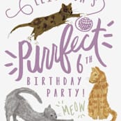 "Purrefect Kittens" - Children's Birthday Party Invitations in Voilet by Shiny Penny Studio - Detail