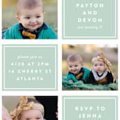 "Twin Joy" - Children's Birthday Party Invitations in Seaglass by Erica Krystek - Detail