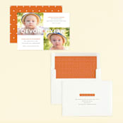 "Plus" - Children's Birthday Party Invitations in Tangerine by Olivia Raufman - Assembled
