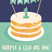 "Buttercream & Bunting" - Children's Birthday Party Invitations in Pool by Kerry Doyle - Detail