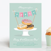 "Everyone Loves Donuts" - Children's Birthday Party Invitations in Neptune by Kerry Doyle - Front