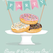 "Everyone Loves Donuts" - Children's Birthday Party Invitations in Neptune by Kerry Doyle - Detail