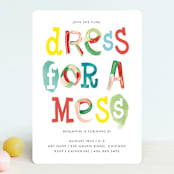 "Dress for a mess" - Children's Birthday Party Invitations in Corn by Baumbirdy - Front