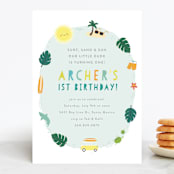 "Baby on Board" - Children's Birthday Party Invitations in Citrus by Itsy Belle Studio - Front