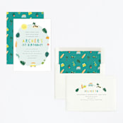 "Baby on Board" - Children's Birthday Party Invitations in Citrus by Itsy Belle Studio - Assembled