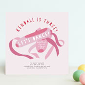 "Let's Dance!" - Children's Birthday Party Invitations in Ballet Slipper by Laura Mock - Front