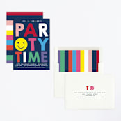 "Emoji Party" - Children's Birthday Party Invitations in Navy by Baumbirdy - Assembled