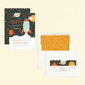 "Blast Off" - Children's Birthday Party Invitations in Moon by Michelle Taylor - Assembled