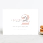 "Little Bunny Birthday" - Children's Birthday Party Invitations in Blush by Lori Wemple - Front