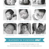 "12 Months" - Children's Birthday Party Invitations in Light Slate by Katie Speelman - Detail