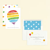 "Painted Balloon" - Children's Birthday Party Invitations in Cherry by Jennifer Wick - Assembled