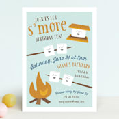 "S'More Fun" - Children's Birthday Party Invitations in Sky by Chelsey Scott - Front