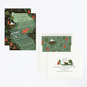 "Skip Go" - Children's Birthday Party Invitations in Forest by Jennifer Lew - Assembled