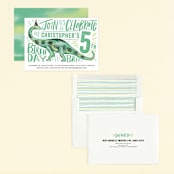 "Dino Party Hat" - Children's Birthday Party Invitations in Fern by Alethea and Ruth - Assembled