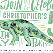 "Dino Party Hat" - Children's Birthday Party Invitations in Fern by Alethea and Ruth - Detail