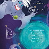 "Disney's Ursula Magic Spell" - Children's Birthday Party Invitations in Caspian Sea by Jackie Crawford - Detail