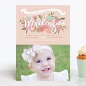 "Blooming Peonies" - Children's Birthday Party Invitations in Peach by Jennifer Wick - Front