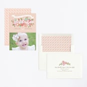 "Blooming Peonies" - Children's Birthday Party Invitations in Peach by Jennifer Wick - Assembled