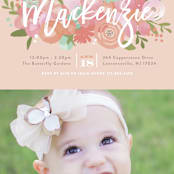 "Blooming Peonies" - Children's Birthday Party Invitations in Peach by Jennifer Wick - Detail